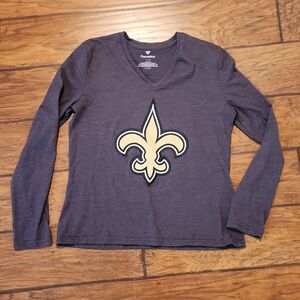 Fanatics NFL New Orleans Saints women's large gray vneck long sleeve t-shirt